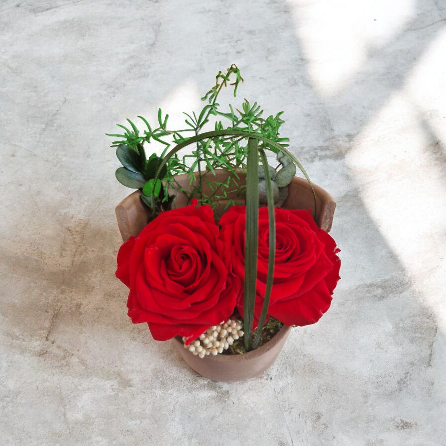 Double rose éternelle artisanale - personnalisable